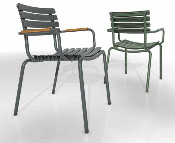 ReClips tuinstoel met bamboe armleuningen groen