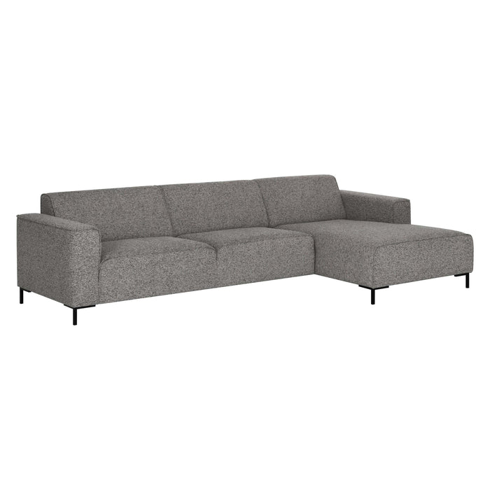 by fonQ Loft Hoekbank met Chaise Longue Rechts - Chenille Melange - Steengrijs