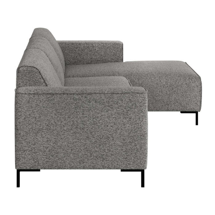 by fonQ Loft Hoekbank met Chaise Longue Rechts - Chenille Melange - Steengrijs