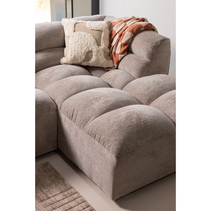 WOOOD Tibas Chaise Longue Hoekbank Rechts - Geweven Stof - Zand