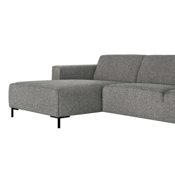 by fonQ Loft Hoekbank met Chaise Longue Rechts - Chenille Melange - Steengrijs