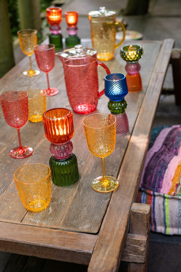 J-Line wijnglas - kusntstof - geel - doos van 6