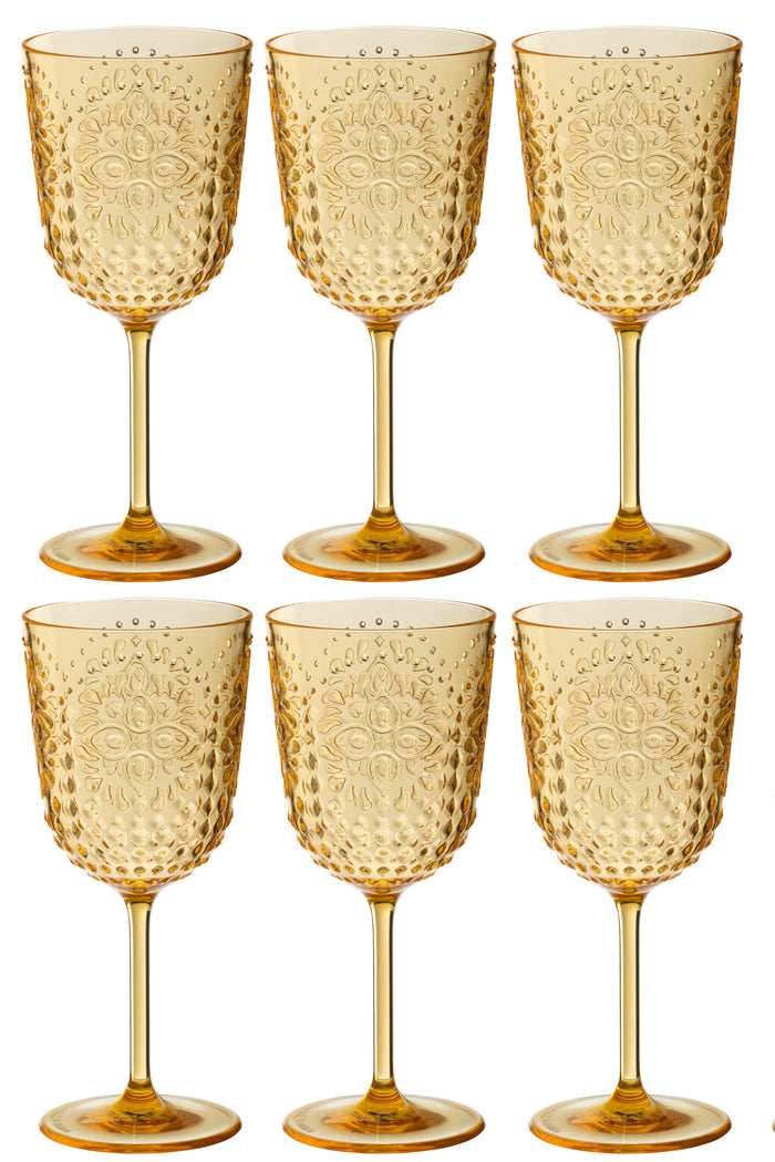J-Line wijnglas - kusntstof - geel - doos van 6