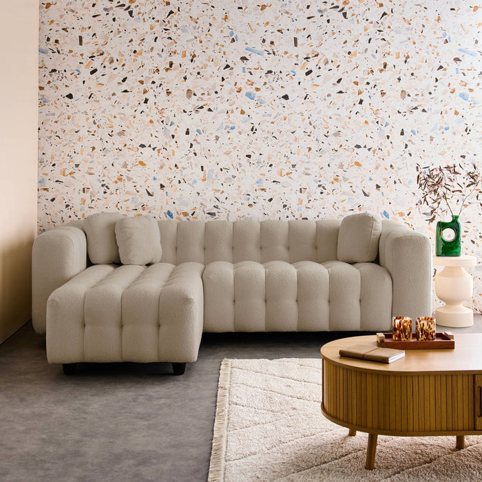 sweeek - Verstelbare hoekbank, boucléstof