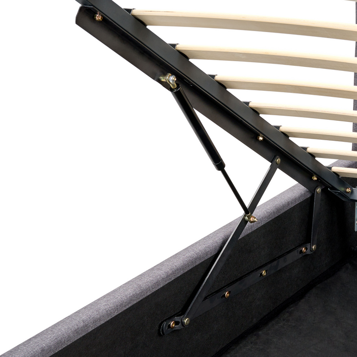 Beliani-RENNES -Bed met opbergruimte-Donkergrijs-160x200 cm-Polyester