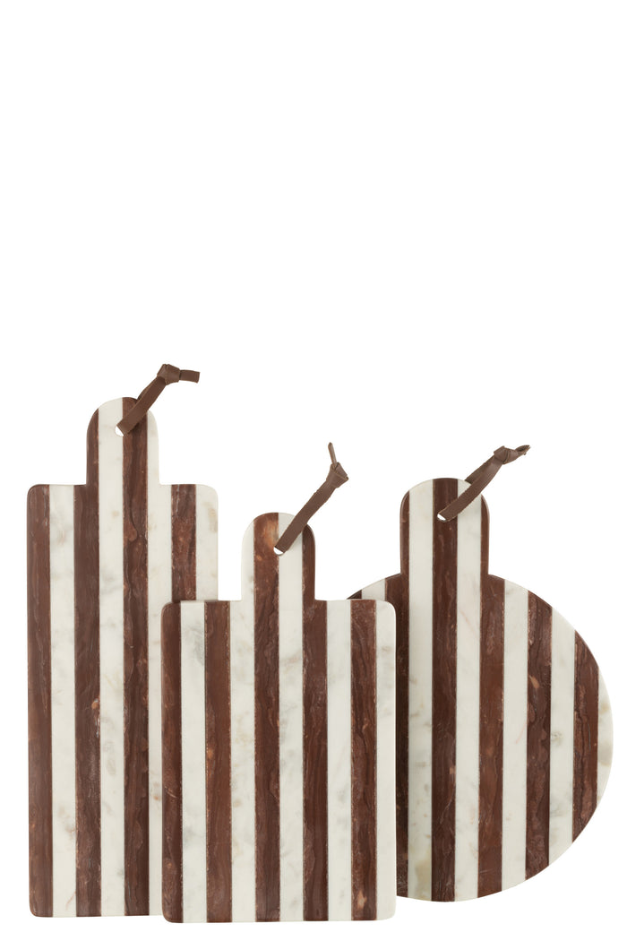 J-Line snijplank Rond Streep Marmer - steen - wit|bruin