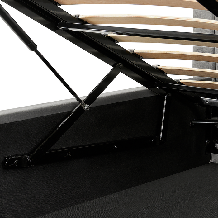 Beliani - VION - Bed met opbergruimte - Grijs - 140 x 200 cm - Fluweel