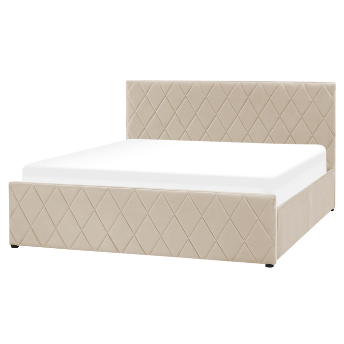 Beliani - ROCHEFORT - Tweepersoonsbed - Beige - 160 x 200 cm - Fluweel