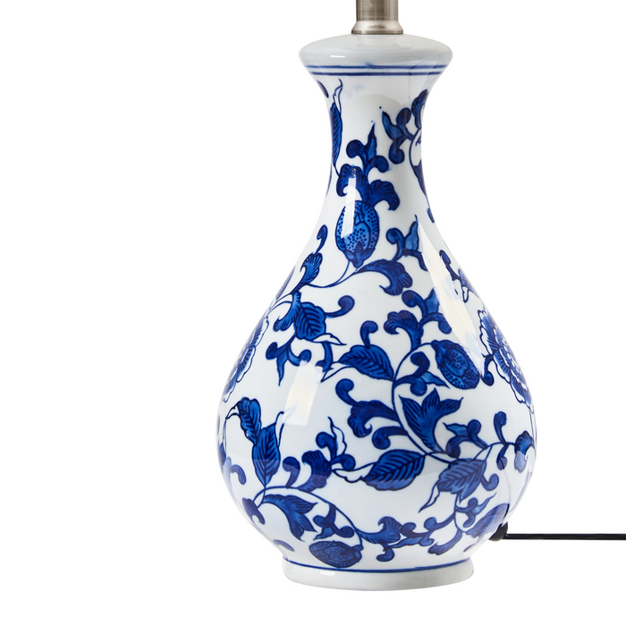 Beliani - CARMEN - Tafellamp - Wit|Blauw - Porselein|Linnen