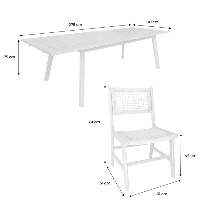 sweeek - Uitschuifbare tuintafel acacia hout met 8 stoelen