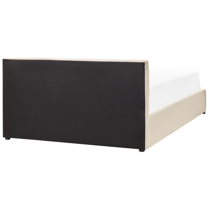 Beliani - BOUSSE - Boxspring - Lichtbeige - 140 x 200 cm - Fluweel
