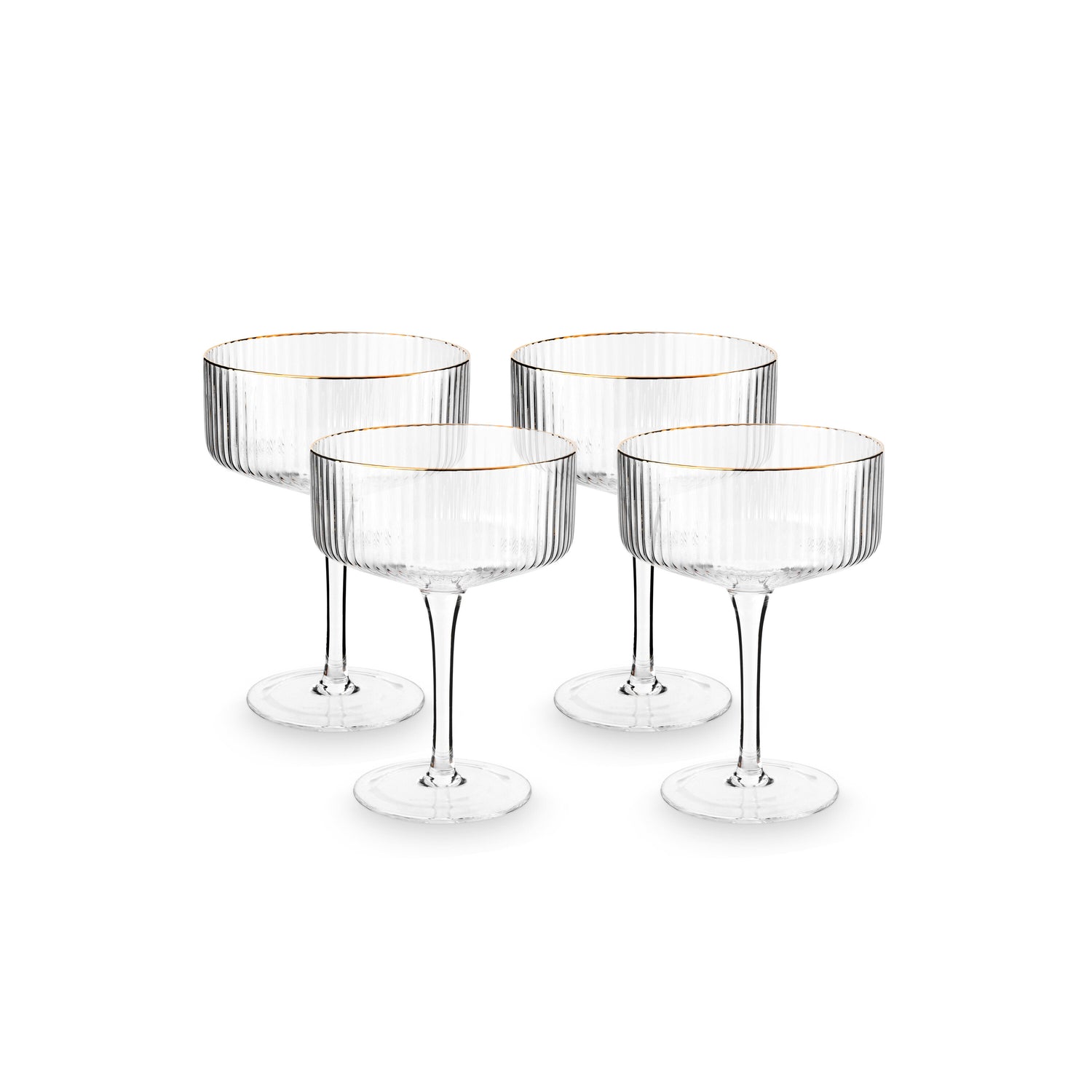 vtwonen Champagneglazen - Glazen set van 4 - met Gouden Rand