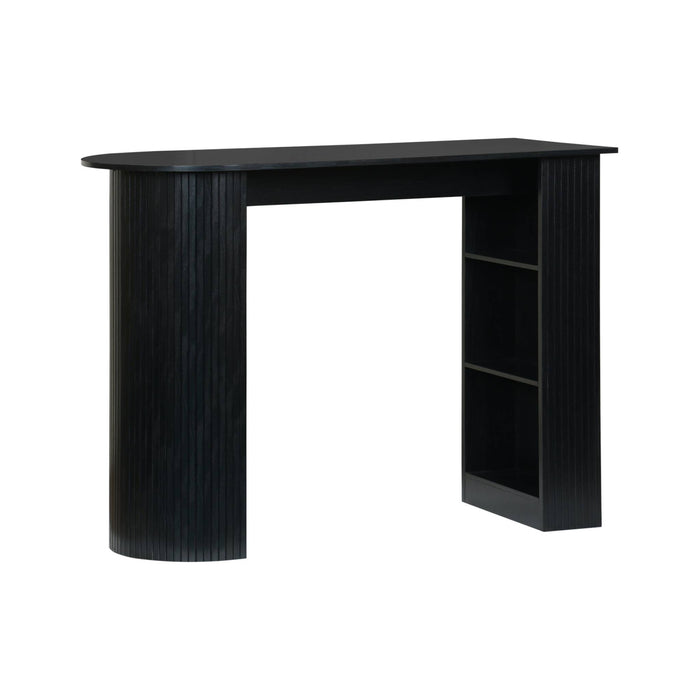 sweeek - Hoge keukentafel van houtdecor met opbergruimte