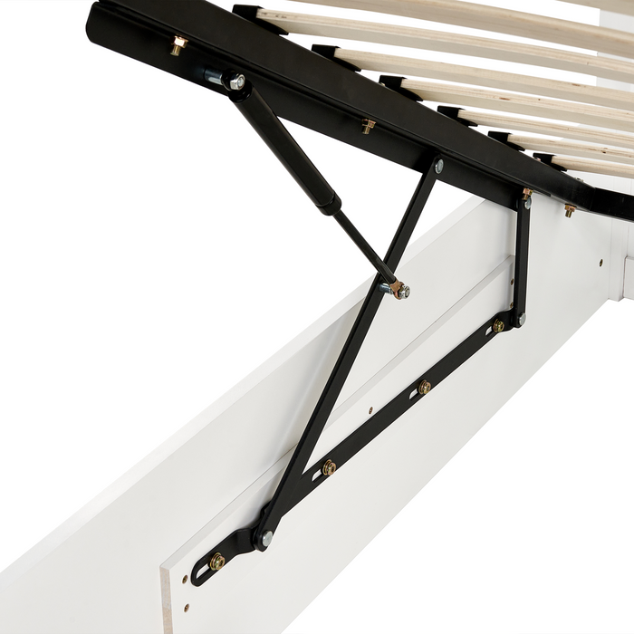 Beliani-CLARBEC-Bed met opbergruimte-Wit-140 x 200 cm-Dennenhout