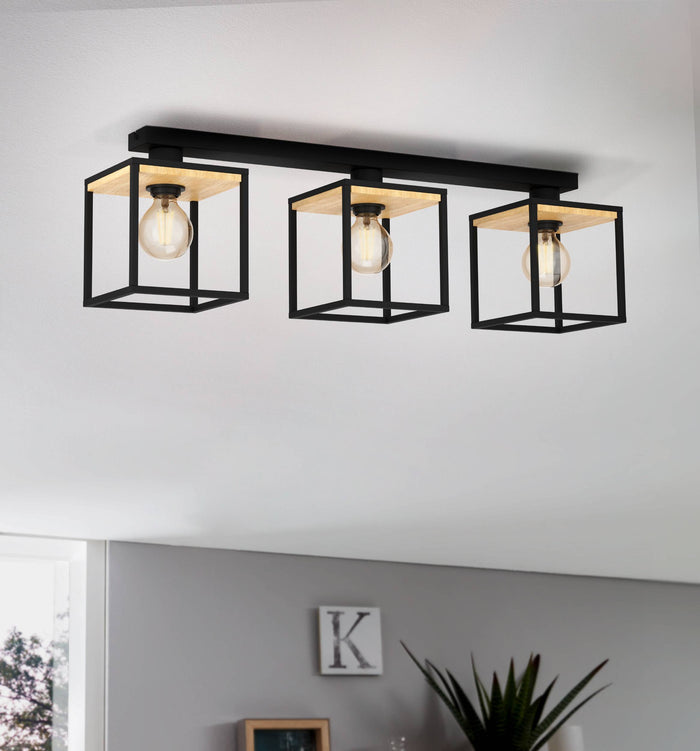 EGLO Libertad Plafondlamp - E27 - 86 cm - Zwart|Bruin