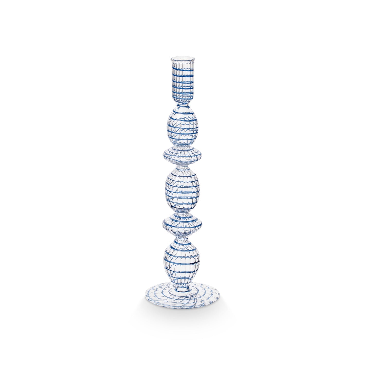 Pip Studio Kandelaar Swirl - van Glas - Donkerblauw - 28cm