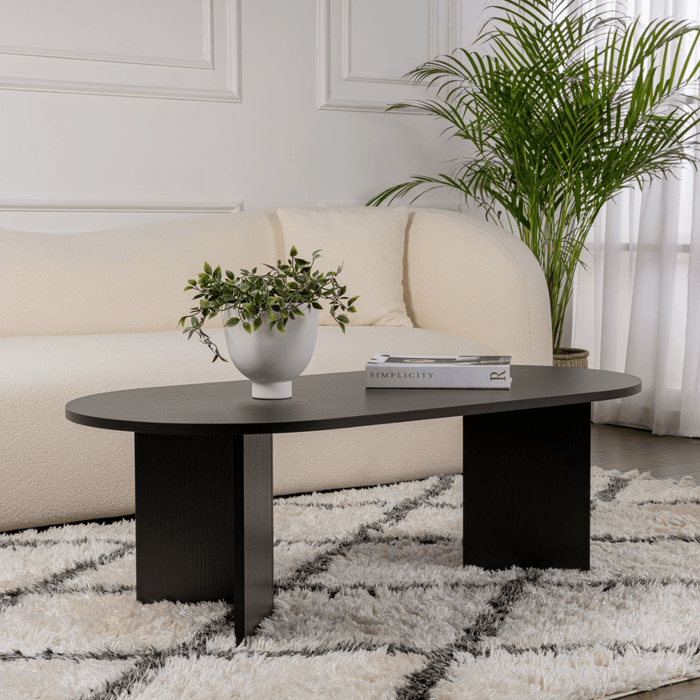 Calicosy - Ovale salontafel B119 cm - IRIS - Zwart Eikenlook