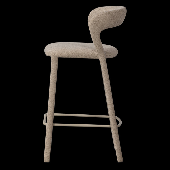 WOOOD Noble Barstoel - Geweven Stof - Zand - 95x48x52
