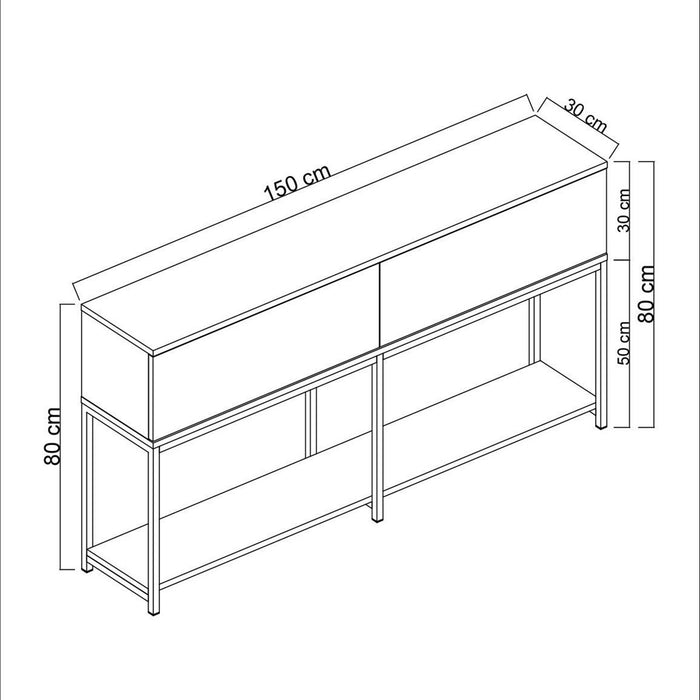 Calicosy - Consoletafel LORD - B150 cm - Antraciet | Zilver