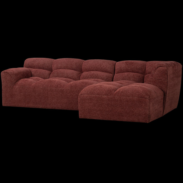 WOOOD Tibas Chaise Longue Bank Rechts - Geweven Stof - Wijnrood