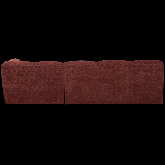 WOOOD Tibas Chaise Longue Bank Rechts - Geweven Stof - Wijnrood