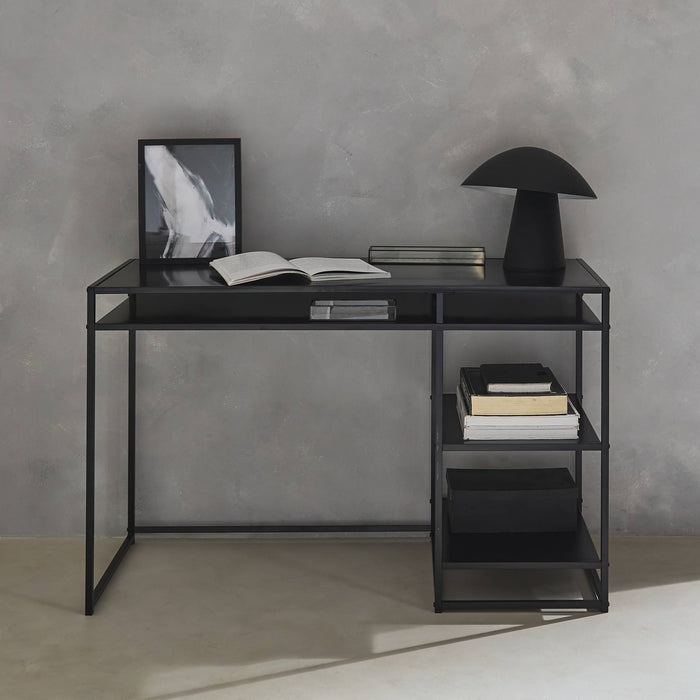 sweeek - Bureau met 2 planken in zwart metaal, 120 CM
