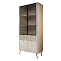 Meubella - Vitrinekast Mace - Beige - 90 cm - Met glas