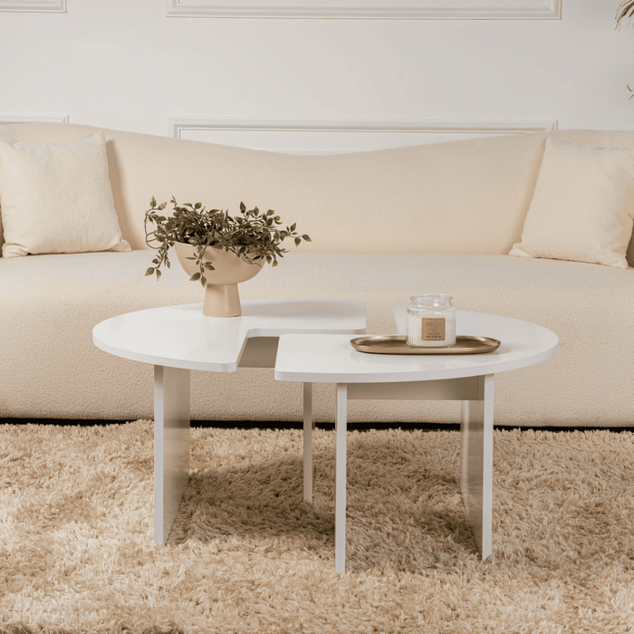 Calicosy - Set van 2 Salontafels MOIRA - B90 cm - Wit