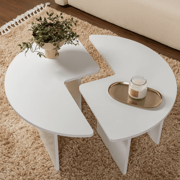 Calicosy - Set van 2 Salontafels MOIRA - B90 cm - Wit