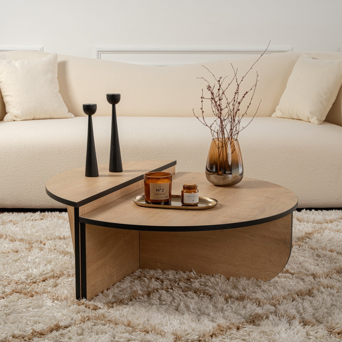 Calicosy - Set van 2 salontafels B90 cm - ORION - Zwart & Eikenlook