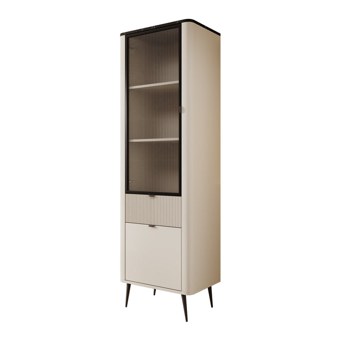Meubella - Vitrinekast Mace - Beige - 60 cm - Met glas