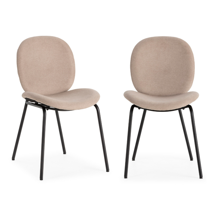 Calicosy - Set 2 stoelen CORI - L45 cm - Stof & zwart metaal