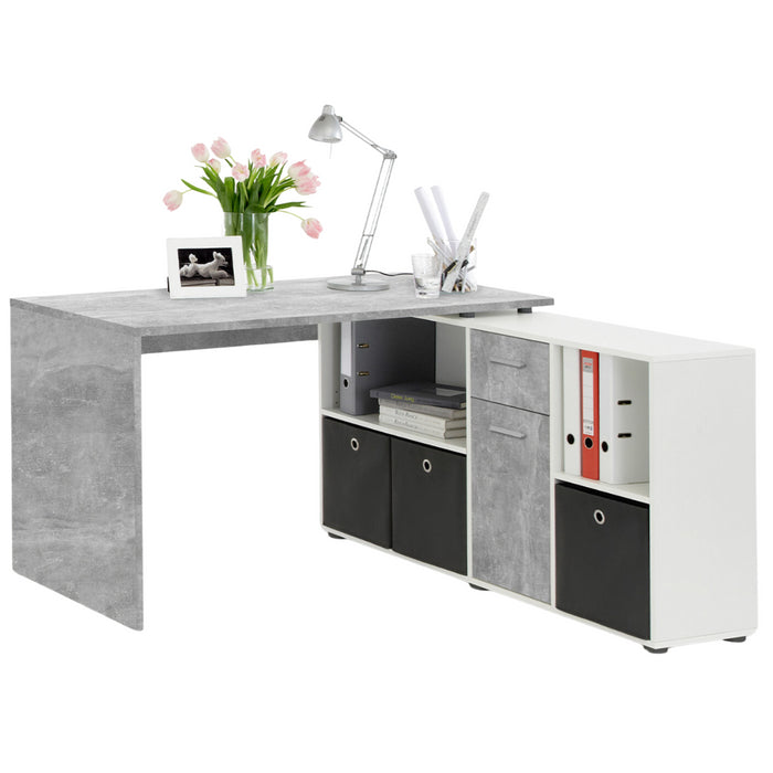 Calicosy - Hoekbureau LEX - B135,7 cm - Betongrijs