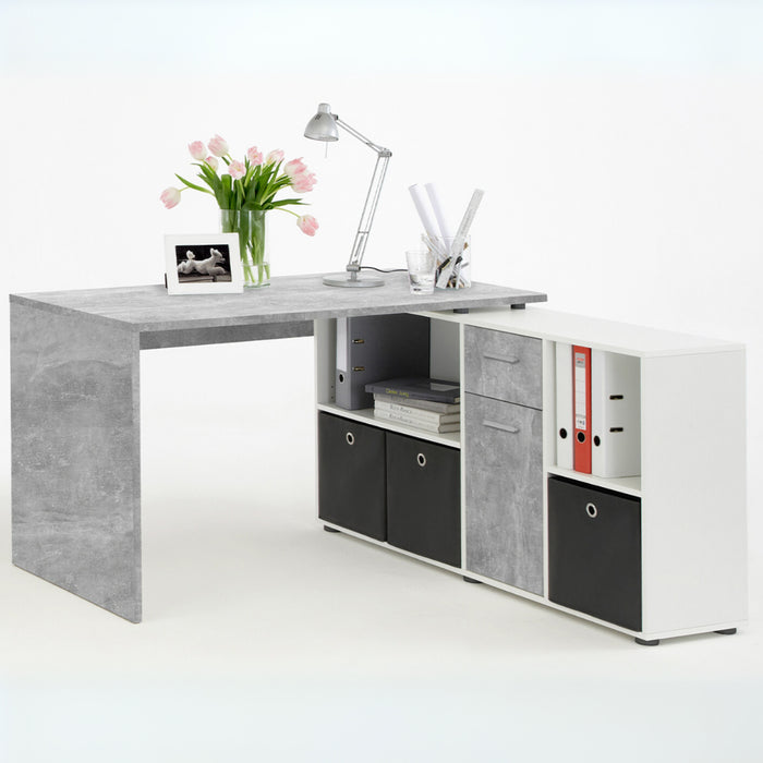 Calicosy - Hoekbureau LEX - B135,7 cm - Betongrijs