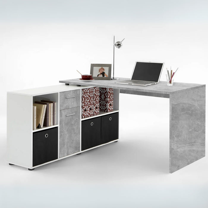 Calicosy - Hoekbureau LEX - B135,7 cm - Betongrijs