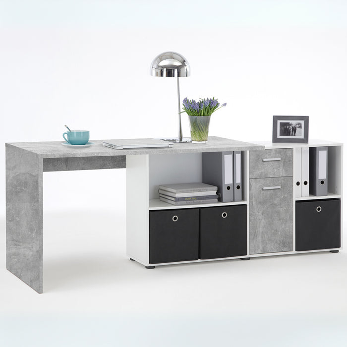 Calicosy - Hoekbureau LEX - B135,7 cm - Betongrijs