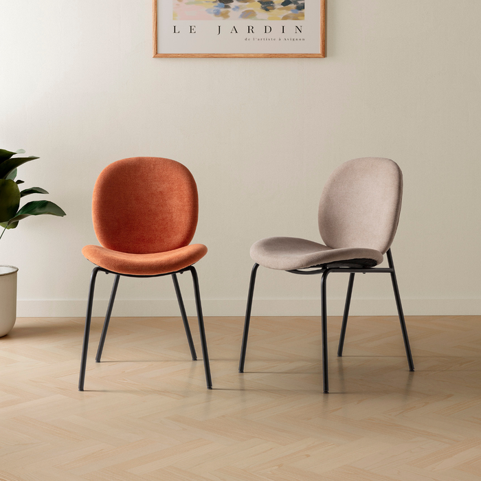 Calicosy - Set 2 stoelen CORI - L45 cm - Stof & zwart metaal