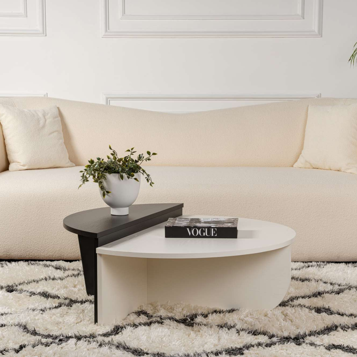 Calicosy - Set van 2 salontafels B90 cm - ORION - Wit & Zwart