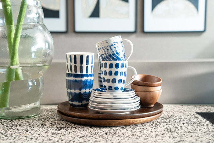 vtwonen Painted Mok met oor - Mokken - Serviesset van 4 - 250ml