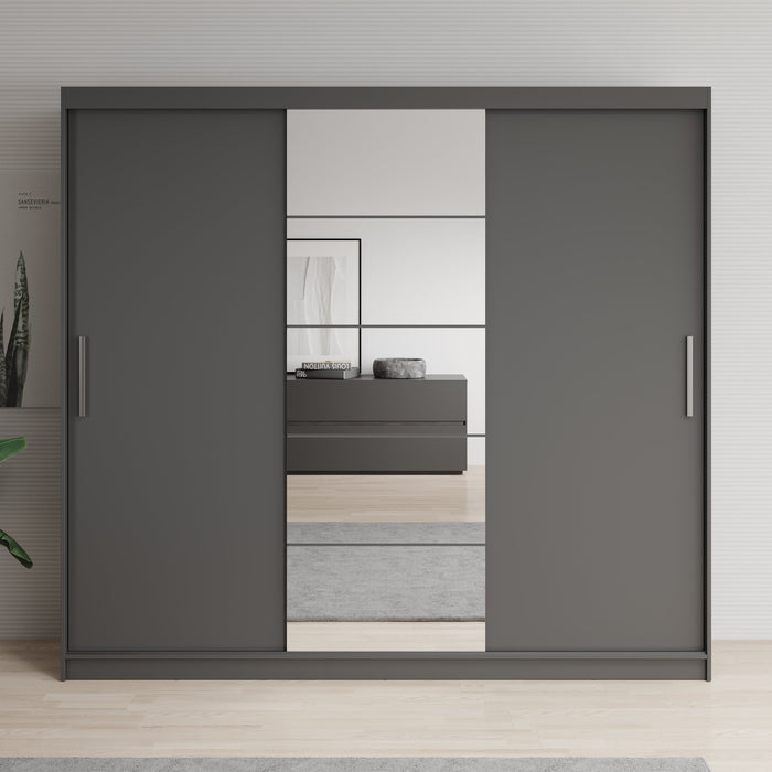 Meubella - Erie - Kledingkast met schuifdeuren - Grijs - 235x59x215 cm