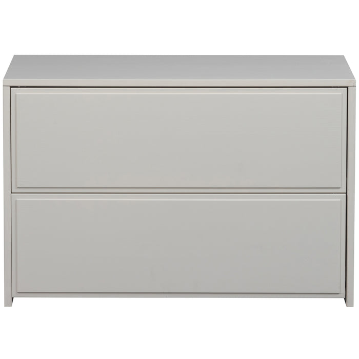 WOOOD Yissa Tv-Meubel Met Twee Lades - Grenen - Wolkengrijs