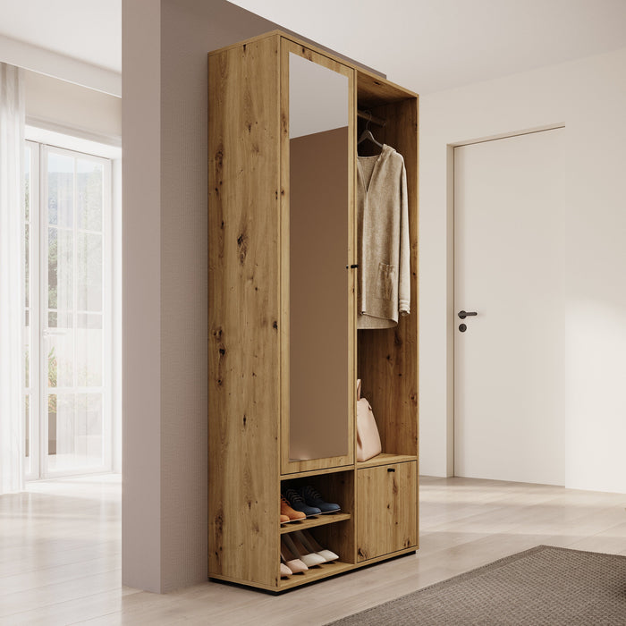 Meubella - Halkast Deacon - Eiken - 90 cm - Met spiegel