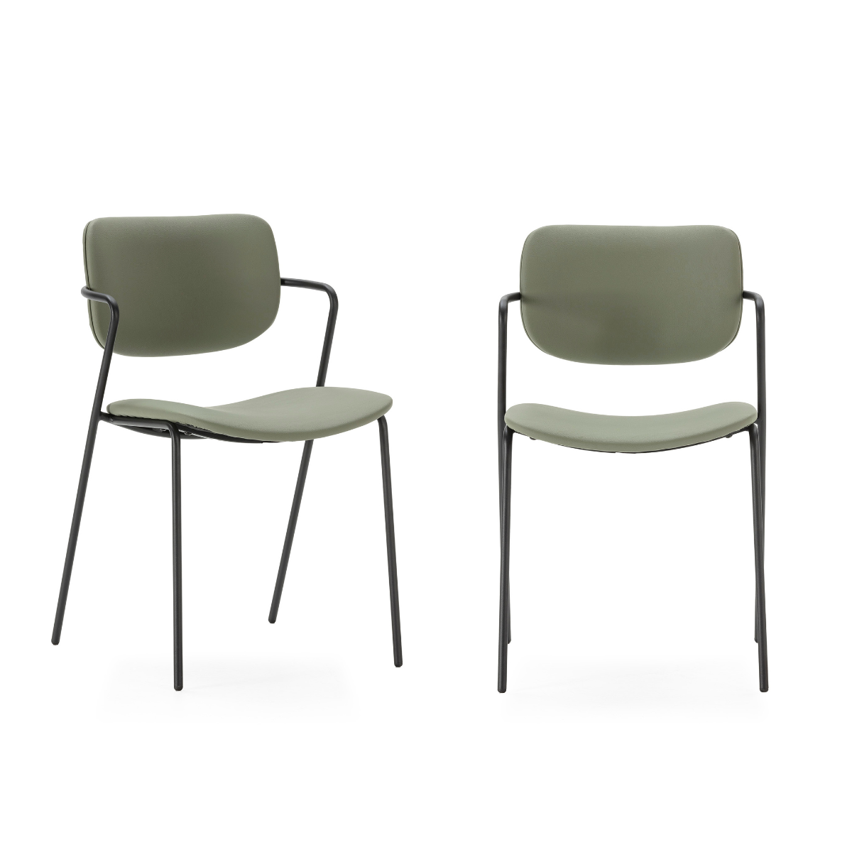 Calicosy - Set 2 stoelen MAIKA - L49 cm - Zwart metaal