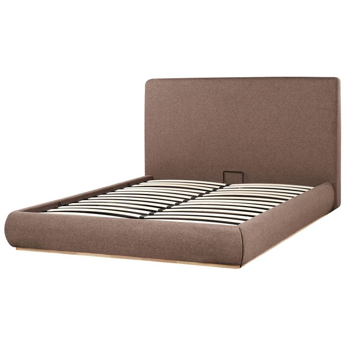 Beliani-CAMPAGNE-Bed met opbergruimte-Bruin-160 x 200 cm-Polyester