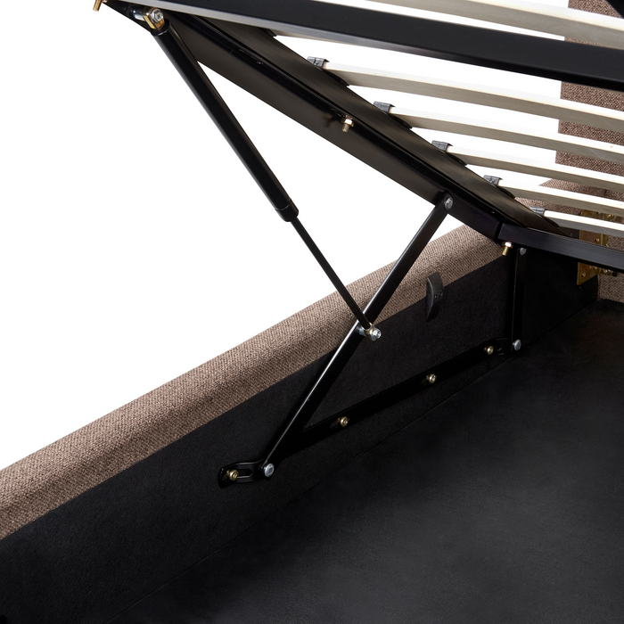 Beliani-CAMPAGNE-Bed met opbergruimte-Bruin-160 x 200 cm-Polyester