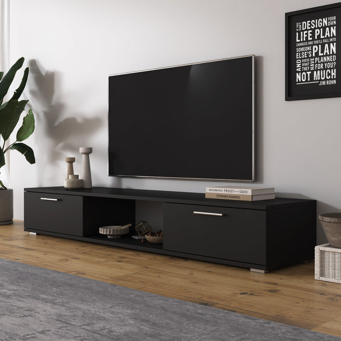 Meubella - Arkansas - TV-Meubel - Zwart - 176x40x28 cm