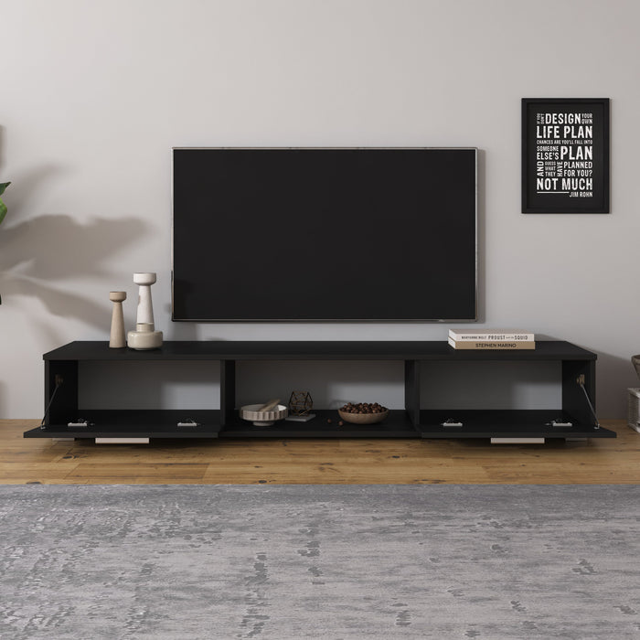 Meubella - Arkansas - TV-Meubel - Zwart - 176x40x28 cm