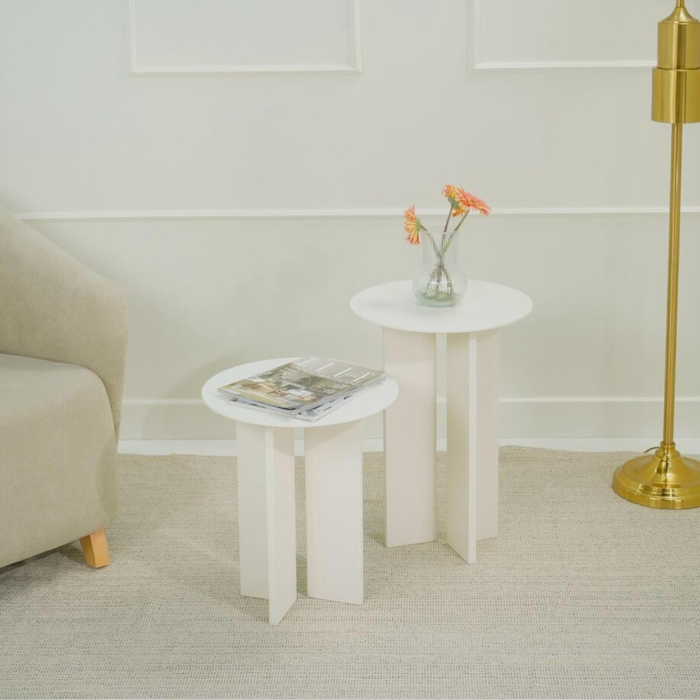 Calicosy - Set 2 ronde bijzettafels LEO - H45 | H55 cm