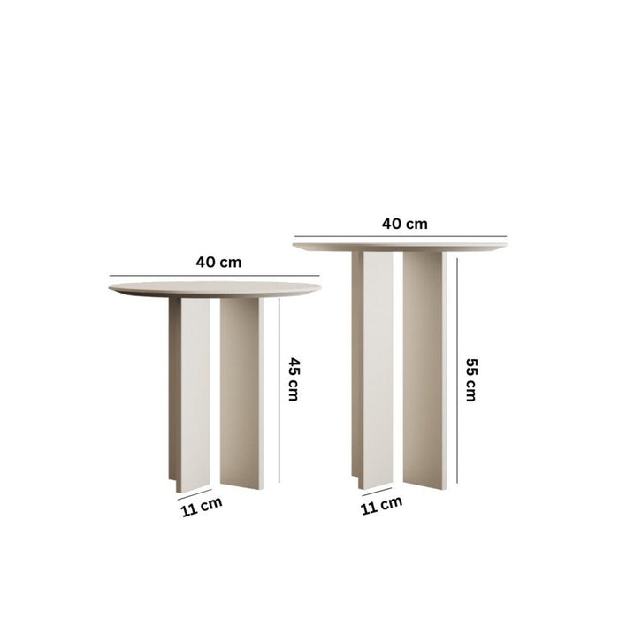 Calicosy - Set 2 ronde bijzettafels LEO - H45 | H55 cm