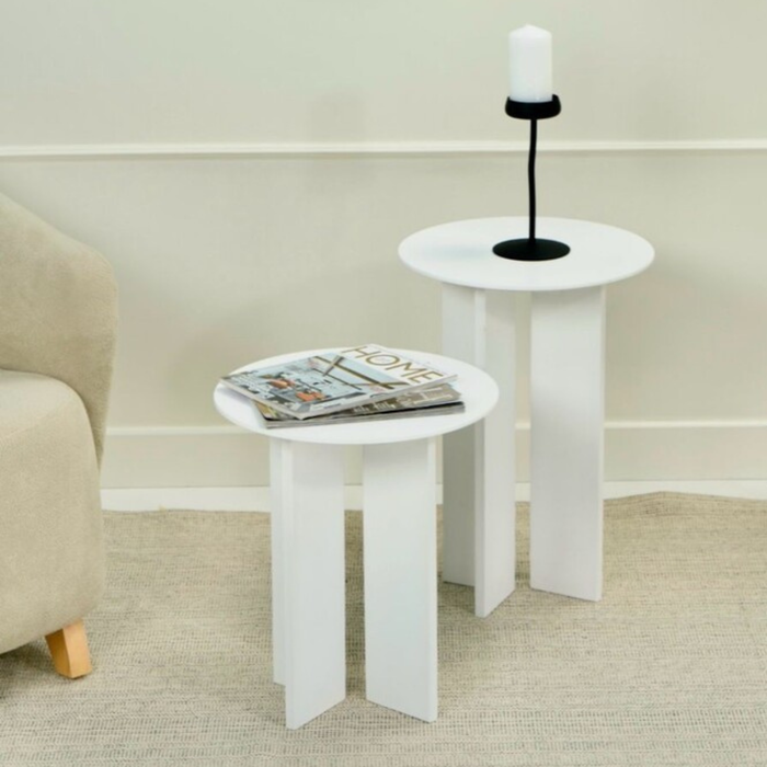 Calicosy - Set 2 ronde bijzettafels LEO - H45 | H55 cm